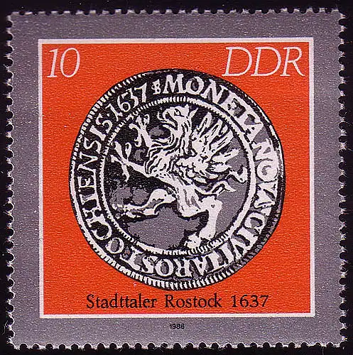 3040 Historische Münzen Städtetaler 10 Pf Rostock **