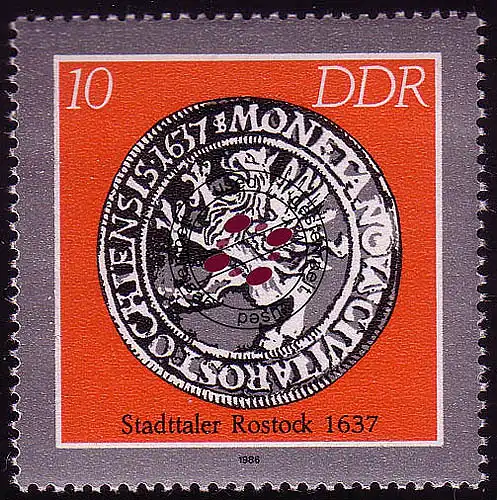 3040 Historische Münzen Städtetaler 10 Pf Rostock O