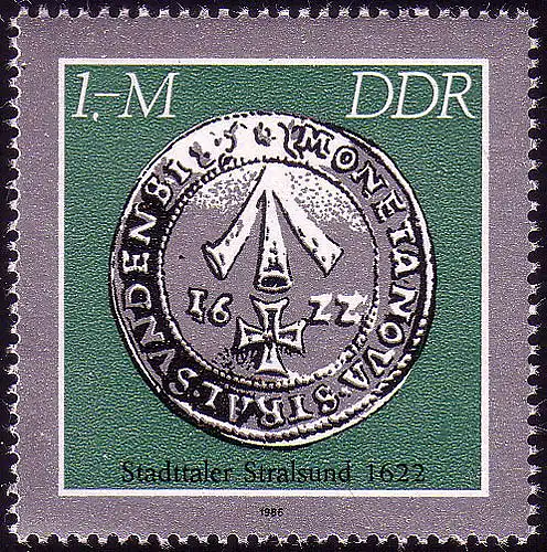 3044 Historische Münzen Städtetaler 1 M Stralsund **