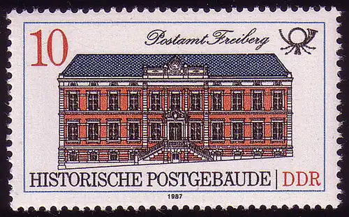 3067 Bâtiments postaux historiques 10 Pf 1987 Freiberg **