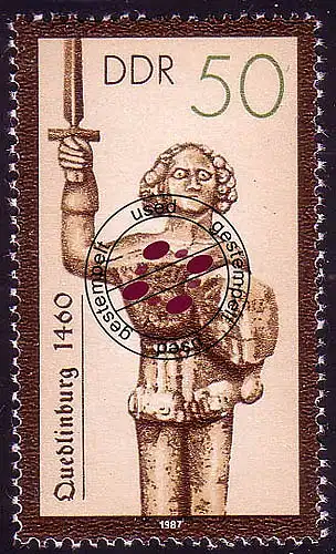 3066 Historique. Monuments Roland colonnes 50 Pf Quedlinburg O