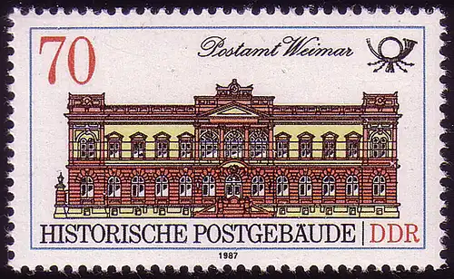 3069 Historische Postgebäude 70 Pf 1987 Weimar **