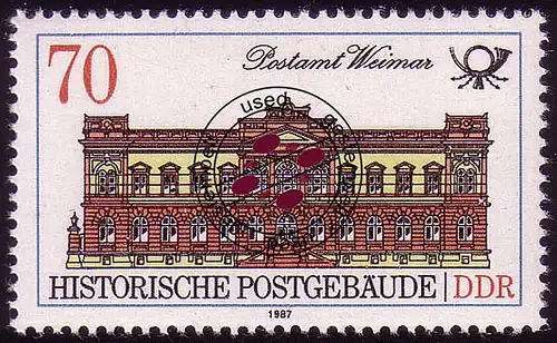 3069 Bâtiments postaux historiques 70 Pf 1987 Weimar O