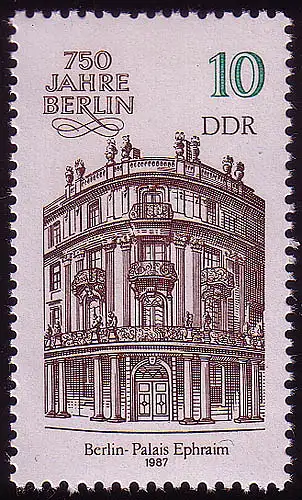 3075 Berlin 10 Pf 1986 Palais Ephraim aus Kleinbogen, postfrisch **