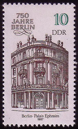3075 Berlin 10 Pf 1986 Palais Ephraim aus Kleinbogen**