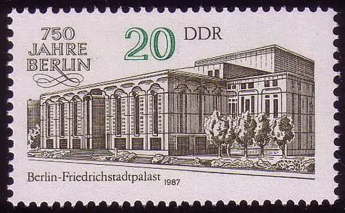 3078 Berlin 20 Pf Friedrichstadtpalast aus Kleinbogen, postfrisch **