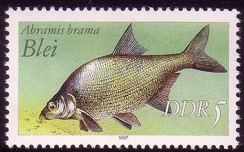 3095 Poissons d'eau douce 5 Pf plomb **