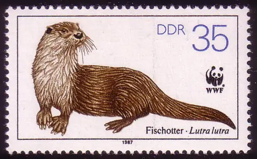 3109 Protection des animaux 1987 Loutres de poisson 35 Pf **