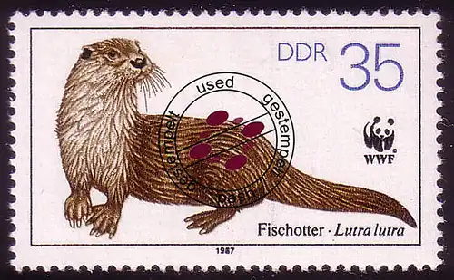 3109 Tierschutz 1987 Fischotter 35 Pf O