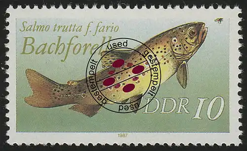 3096 Iv Bachforelle 10 Pf mit Jahreszahl gestempelt O