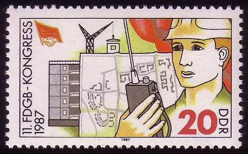 3086 FDGB 20 Pf 1987 Logement **