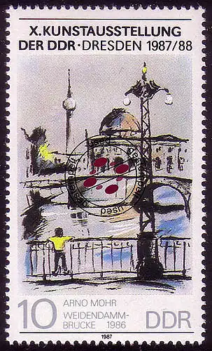 3124 Exposition d'art Dresden 10 Pf O Tamponné