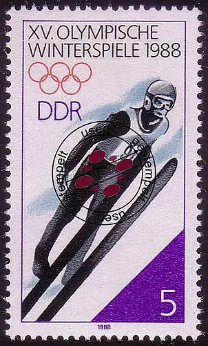 3140 Olympische Winterspiele 5 Pf 1988 Skispringen O