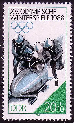 3142 Olympische Winterspiele 20+10 Pf 1988 Viererbob **