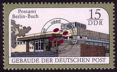 3145 Bâtiment de la Deutsche Post 15 Pf O Tamponné