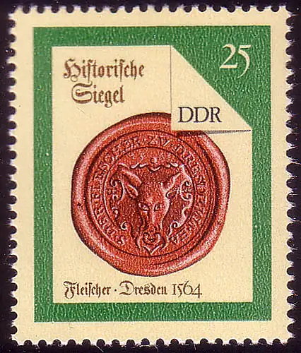 3157 Historische Siegel 1988 25 Pf Fleischer **