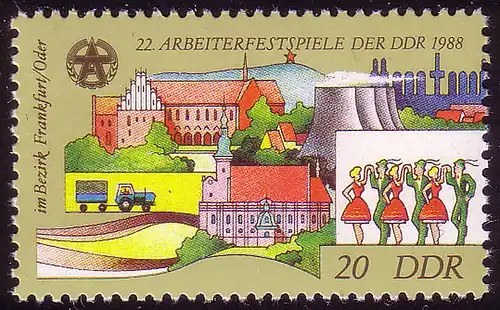 3168 Arbeiterfestspiele 20 Pf ** postfrisch