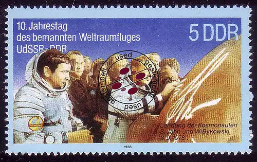 3170 Weltraumflug UdSSR-DDR 1988 5 Pf I O