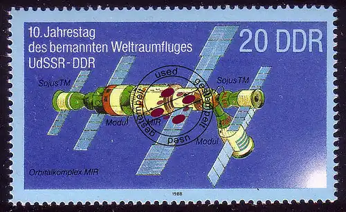 3172 Weltraumflug UdSSR-DDR 1988 20 Pf I O