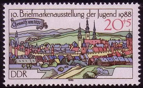 3174 Ausstellung 1988 20+5 Pf Chemnitz, postfrisch **