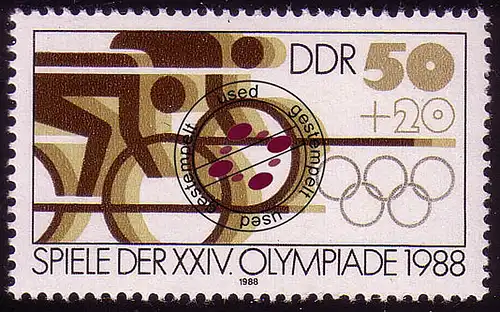 3188 Olympische Sommerspiele 50+20 Pf Radfahren O