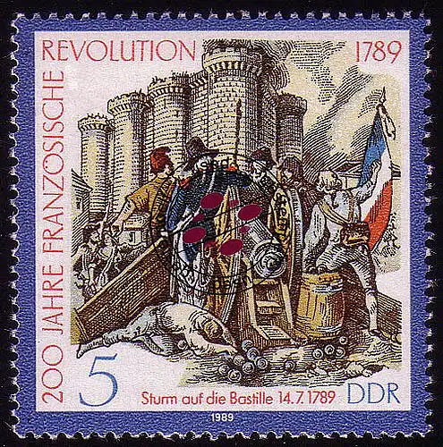 3258 Französische Revolution 5 Pf Sturm Bastille O