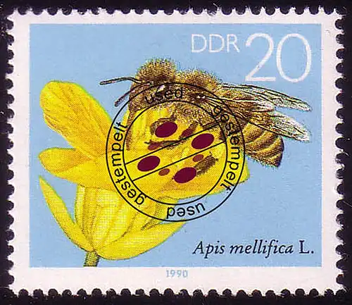 3297 Die Biene 20 Pf Rapsblüte O
