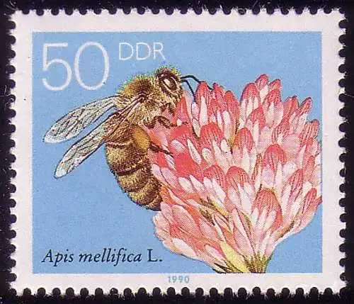 3298 Die Biene 50 Pf Rotkleeblüte **