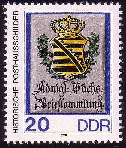 3303 Historische Posthausschilder 20 Pf 27,5x33 mm **