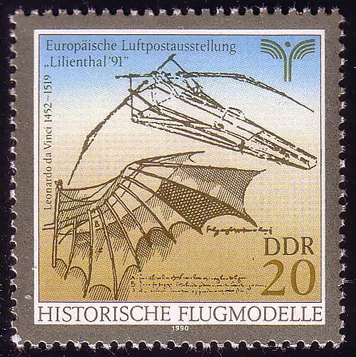 3311 Modèles de vol Exposition de courrier aérien Lilienthal 20 Pf **