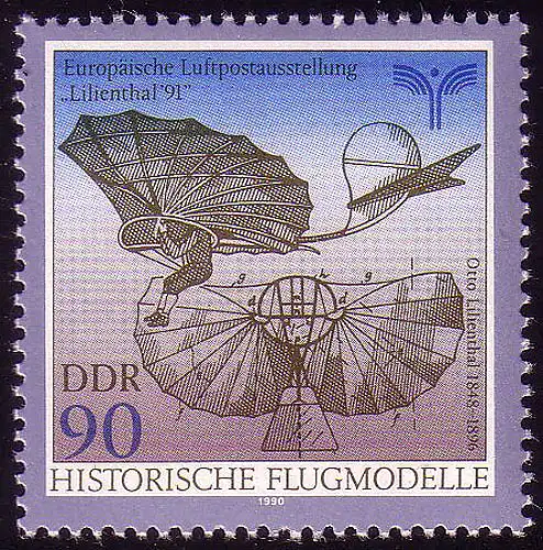 3314 Modèles de vol Exposition de courrier aérien Lilienthal 90 Pf **