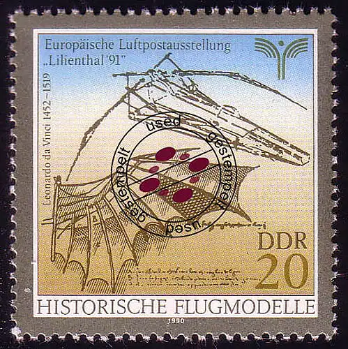 3311 Flugmodelle Luftpostausstel. Lilienthal 20 Pf O