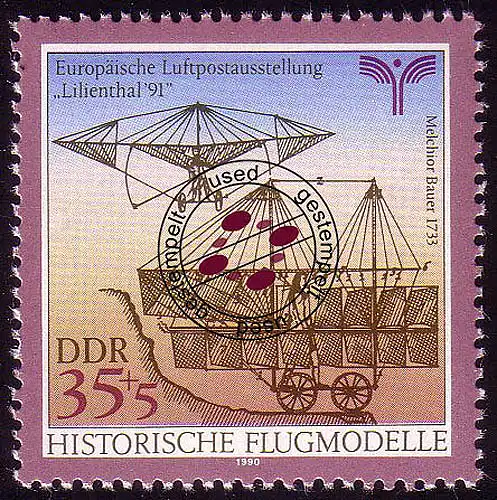 3312 Flugmodelle Luftpostausstel. Lilienthal 35+5 Pf O