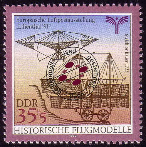 3312 Flugmodelle Luftpostausstel. Lilienthal 35+5 Pf, gestempelt O