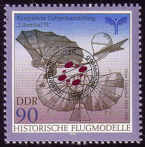 3314 Flugmodelle Luftpostausstel. Lilienthal 90 Pf O