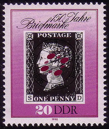 3329 Timbres 20 Pf Royaume-Uni 1ère édition O