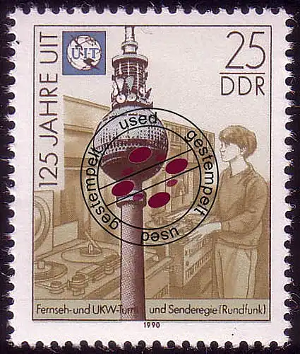 3334 Fernmeldeunion 25 Pf 1990 O