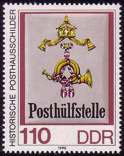 3309 Panneau de poste historique 110 Pf 36x45 mm **