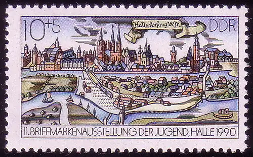 3338 Briefmarkenausstellung der Jugend 10+5 Pf Halle **