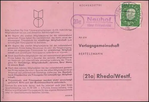 Landpost Neuhof über HILDESHEIM 10.9.1960 auf Postkarte nach Rheda/Westf.