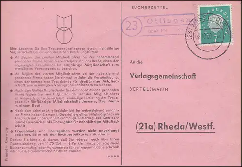 Landpost Ottingen über VISSELHÖVEDE 8.10.1960 auf Postkarte nach Rheda/Westf.