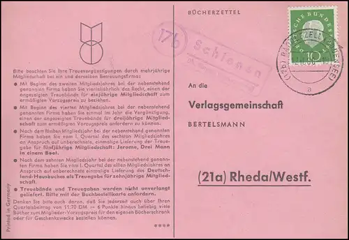Landpost Railen au-dessus de Singen (Haut-Wiehl) sur carte postale RUDOLFZELL 12.10.1960