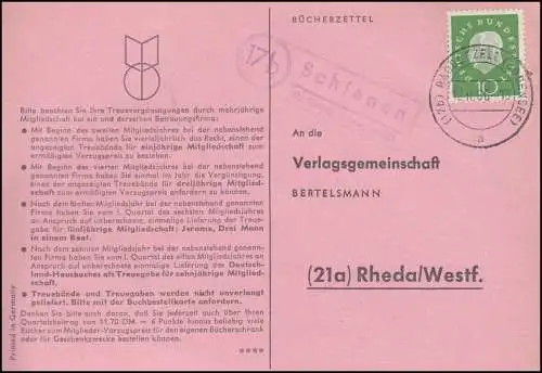 Landpost Schienen über Singen (Hohentwiehl) auf Postkarte RUDOLFZELL 12.10.1960