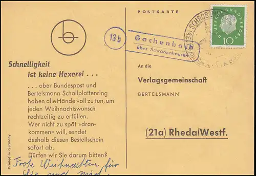 Landpost Gachenbach über Schrobenhausen auf Postkarte SSt SCHROBENHAUSEN 