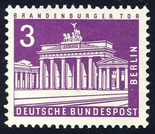 231 Berliner Stadtbilder 3 Pf Brandenburger Tor, postfrisch **