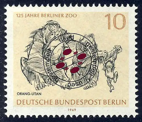 338 Zoo 10 Pf aus Block 2, Orang-Utan O