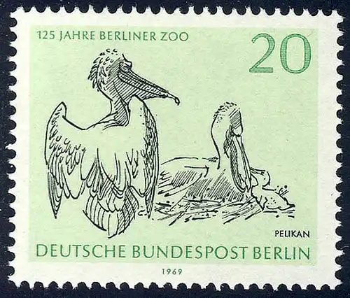 339 Zoo 20 Pf aus Block 2, Pelikan **