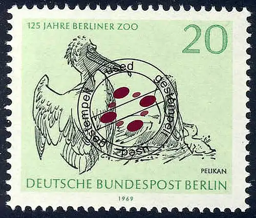 339 Zoo 20 Pf aus Block 2, Pelikan O