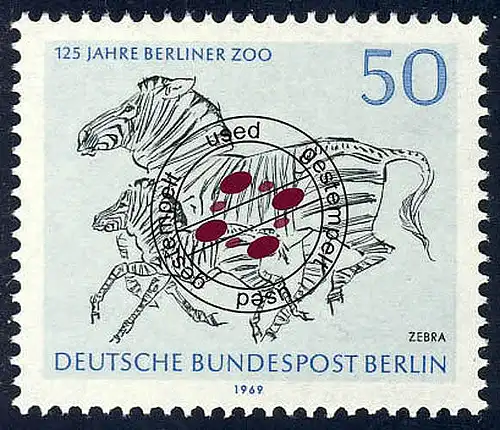 341 Zoo 50 Pf aus Block 2, Zebra O