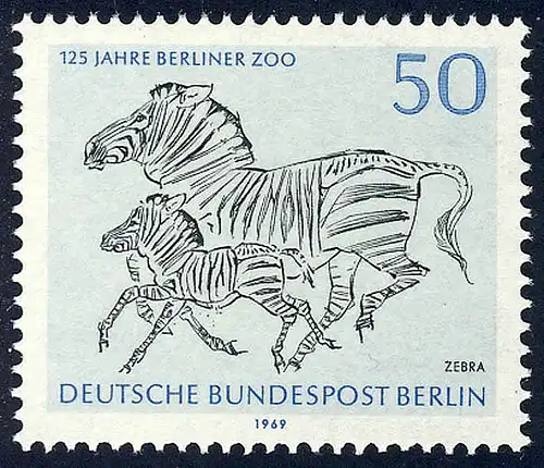 341 Zoo 50 Pf aus Block 2, Zebra **